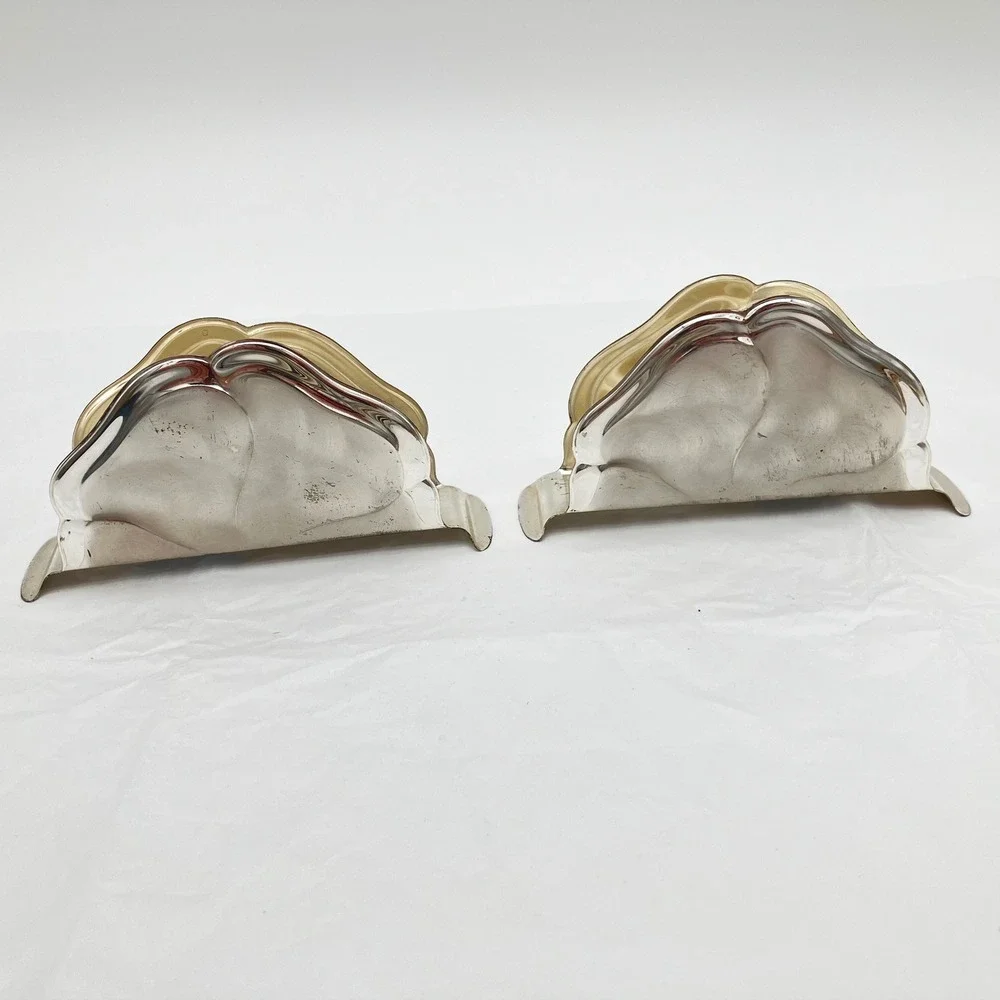WMF Ikora Napkin Holders Set of 2 Silver Tarnish Resistant Germany MCM
